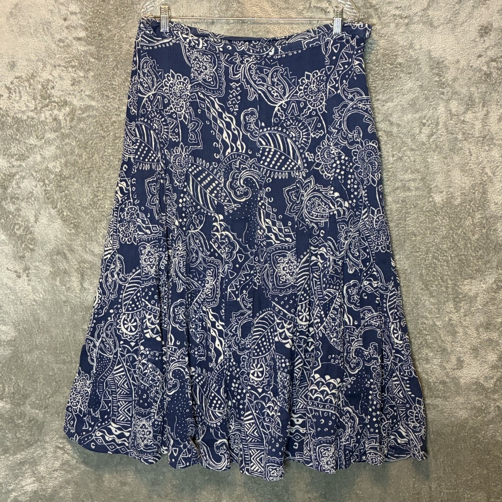 Coldwater Creek Womens Paisley Printed Midi Skirt XL Boho Cottagecore Peasant